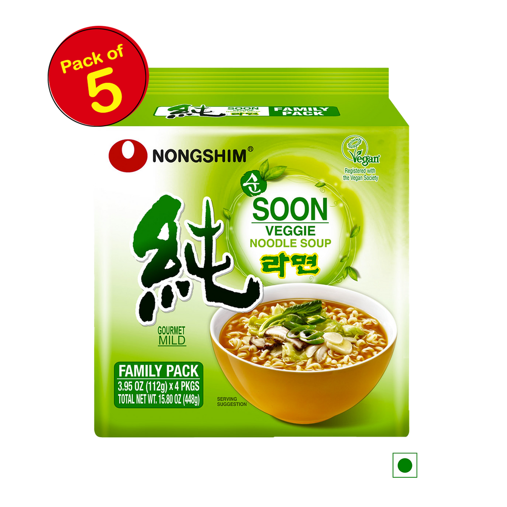 Nongshim Soon Veggie Ramyun Korean Noodles 112gm Pack Of 5 560gm Myoppa